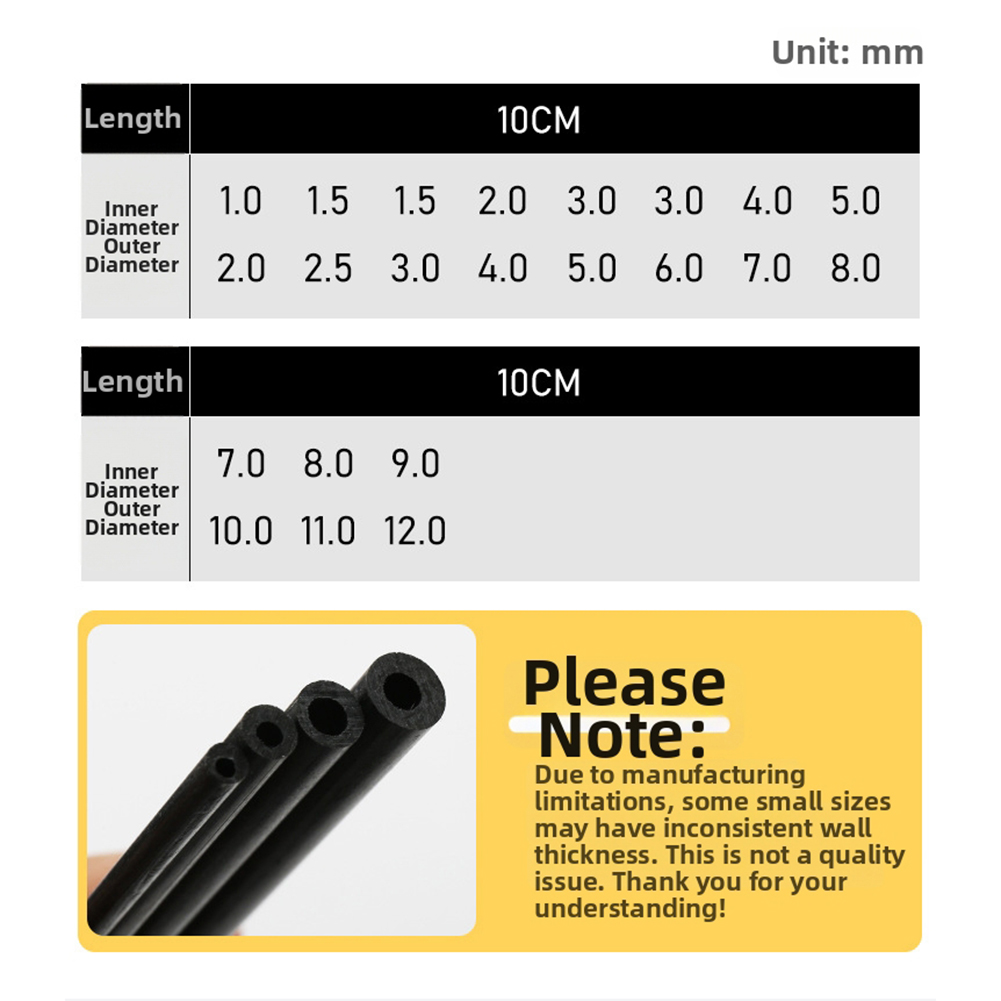 10cm Black Hollow Carbon Fiber - Fishing Rod Carbon Fiber recension och pris