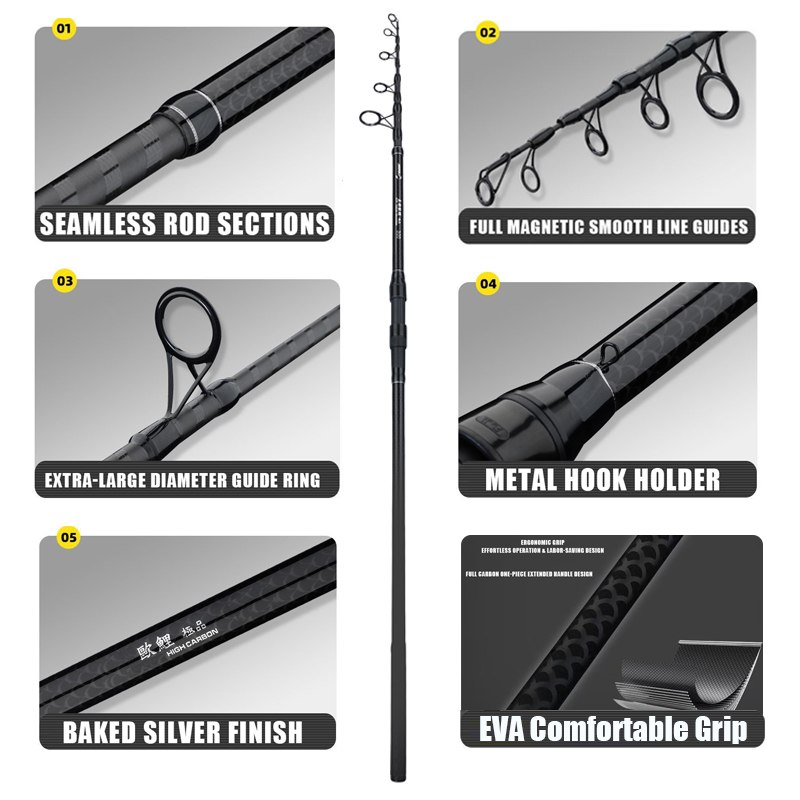 3.0M-4.2M Carp Telescopic Fish - Fishing Rod Carbon Fiber recension och pris